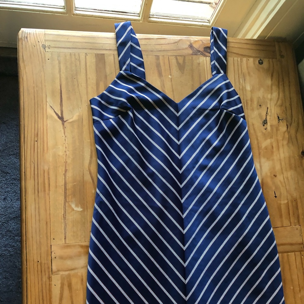 Banana Republic Chevron Navy Silk Dress NWT